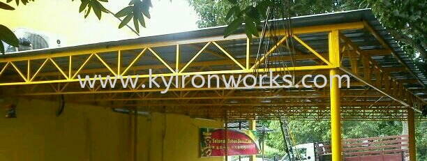 Mild Steel G28(0.35mm)Metal Deck Awning- Frame&Bean Ms 1/2x1/2(1.0),Ms 1X1(1.0)Hollow ,Pillar Ms 2 Inchi Round Hollow 