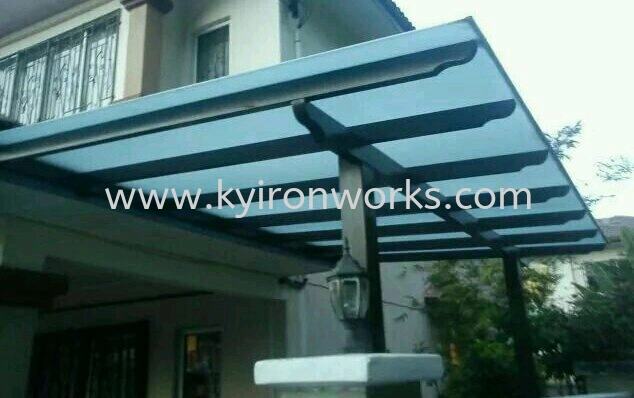 Mild Steel Polycarbonate Blue Colour(3mm-Solid)Pergola Roof Awning -Frame Ms 1 1/2x3(1.6) or Ms 2x4(1.6) Hollow ,Bean 2x5(1.9) Hollow, Pillar Ms 4x4(1.9)Hollow