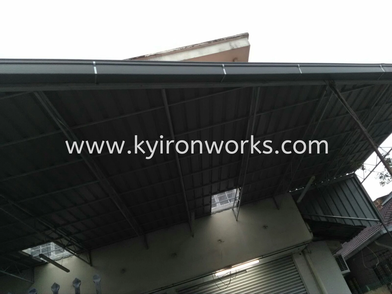 Mild Steel G28(0.35mm)Metal Deck & Poly Glass (1.0mm)Awning With PVC Gutter- Frame Ms 1 1/2x3(1.6),Ms 1X1(1.0)Hollow ,Bean Ms 2x4(1.6)Hollow ,Pillar Ms 4x4(1.6)Hollow 