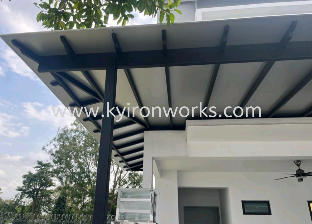 Mild Steel Aluminium Composite Panel (ACP 4mm)Pergola Roof Awning -Frame Ms 1 1/2x3(1.6) or Ms 2x4(1.6) Hollow ,Bean Ms 2x5(1.9))Hollow,Pillar Ms 4x4(1.9)Hollow 