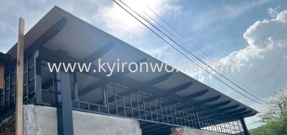 Mild Steel Aluminium Composite Panel (ACP 4mm)Pergola Roof Awning -Frame Ms 1 1/2x3(1.6) or Ms 2x4(1.6) Hollow ,Bean Ms 2x5(1.9))Hollow,Pillar Ms 4x4(1.9)Hollow 