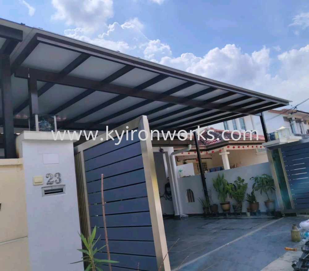 Mild Steel Aluminium Composite Panel (ACP 4mm)Pergola Roof Awning -Frame Ms 1 1/2x3(1.6) or Ms 2x4(1.6) Hollow ,Bean Ms 2x5(1.9)Hollow,Pillar Ms 4x4(1.9)Hollow 