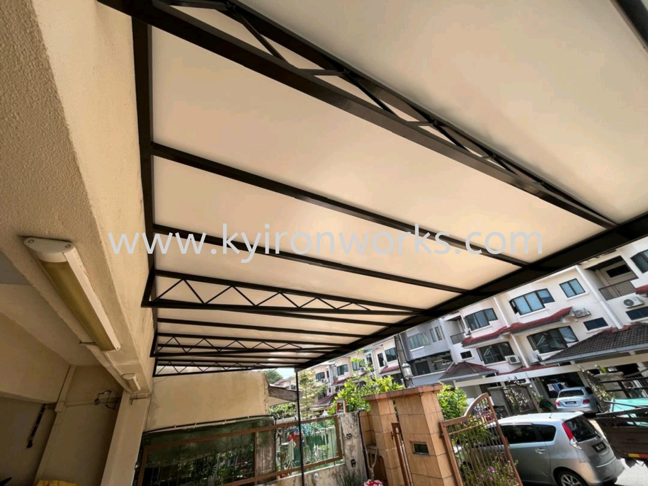  Mild Steel Aluminium Composite Panel (ACP 4mm)Skylight Awning -Frame Ms 1 1/2x 1 1/2(1.2)Hollow ,bean 2x4(1.6)Hollow,2 inchi Round Pillar 