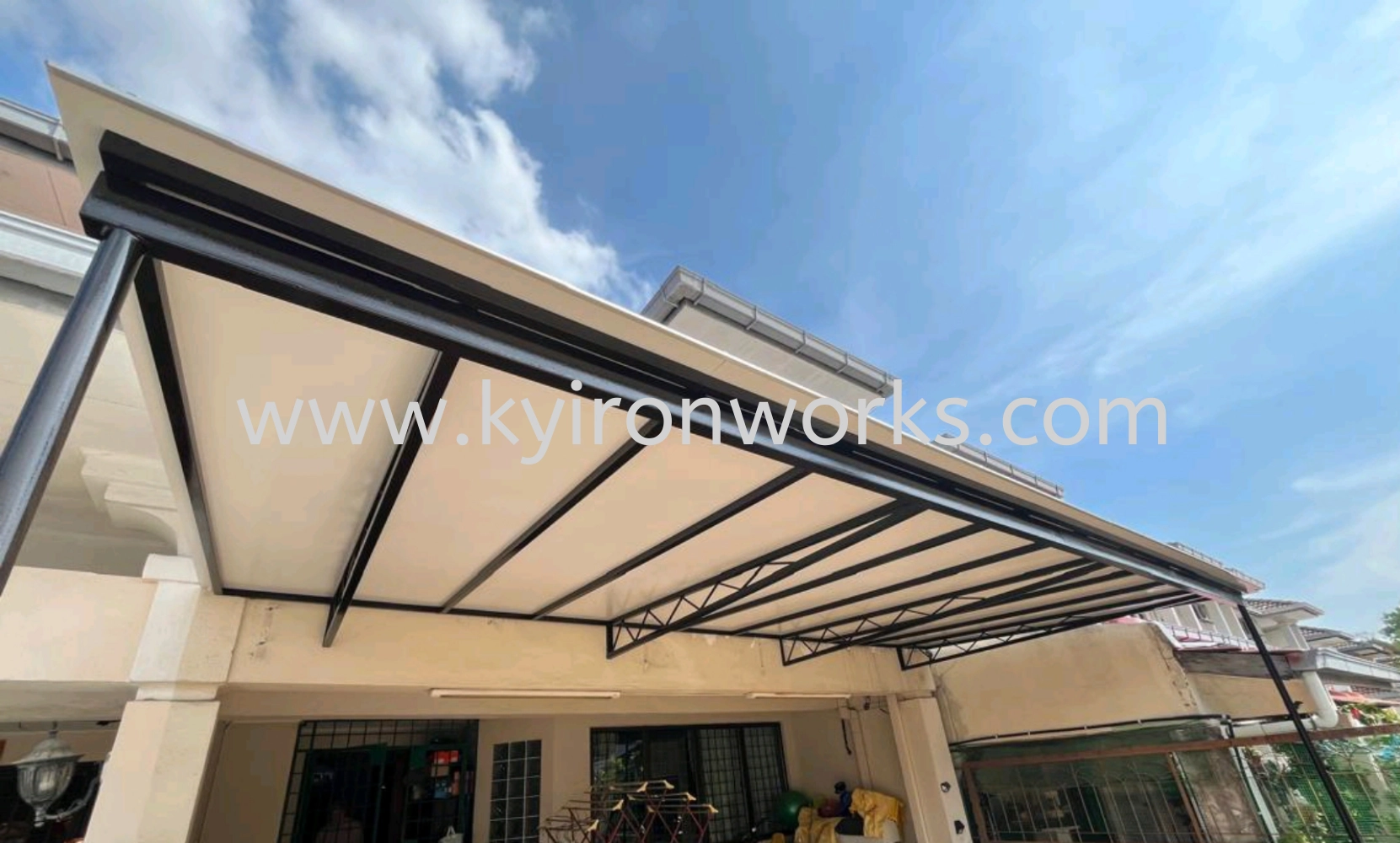  Mild Steel Aluminium Composite Panel (ACP 4mm)Skylight Awning -Frame Ms 1 1/2x 1 1/2(1.2)Hollow ,bean 2x4(1.6)Hollow,2 inchi Round Pillar 
