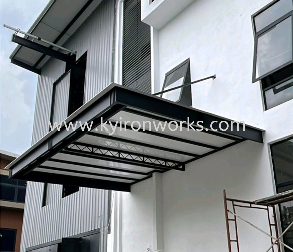 Mild Steel Aluminium Composite Panel (ACP 4mm)Skylight Awning -Frame Ms 1 1/2x3(1.6)Hollow ,bean 2x4(1.6)Hollow,2 inchi Round Pillar 